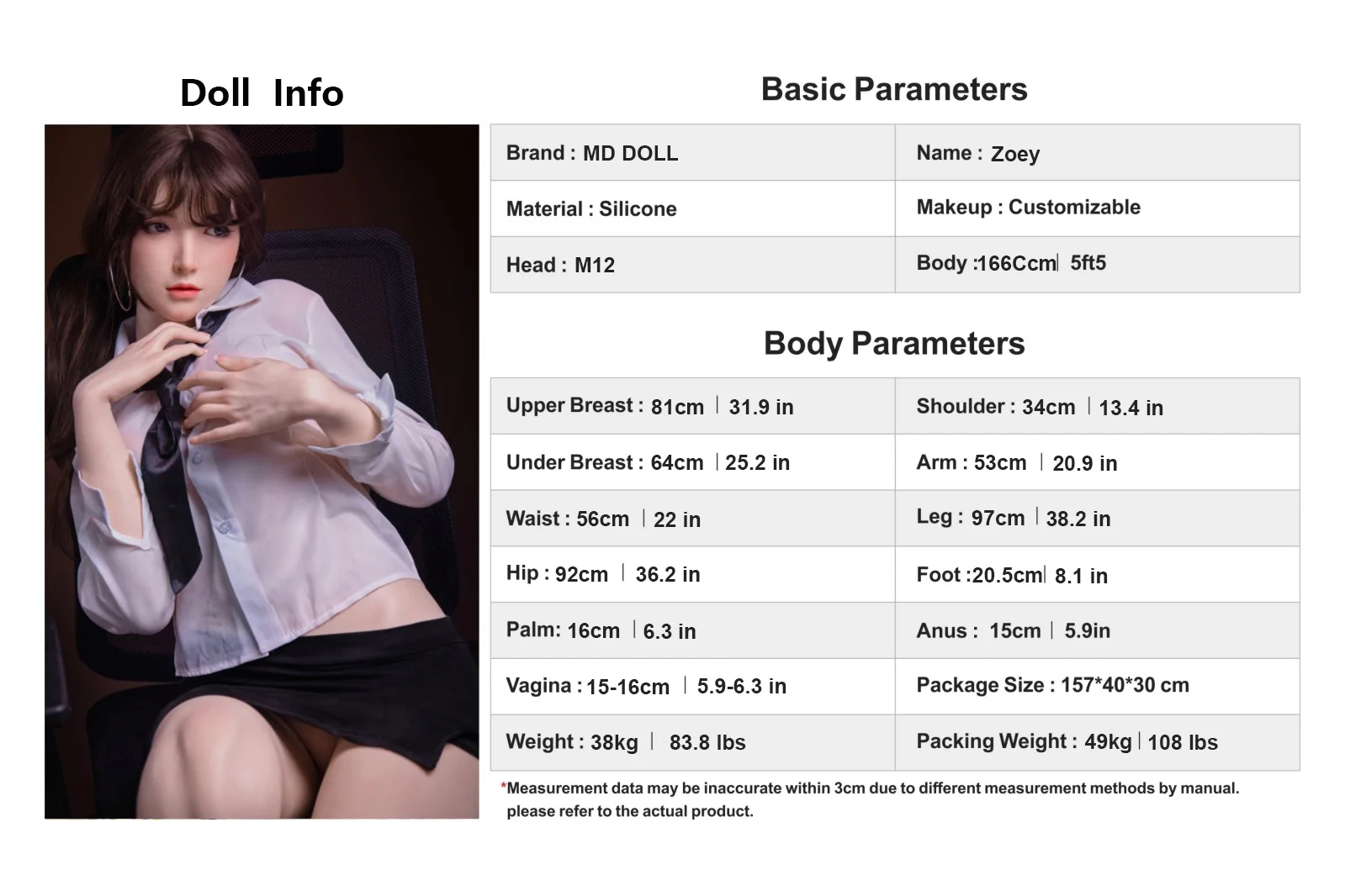 Premium Realistic Silicone Sex Doll 166cm Zoey | XXXX DOLL detail image 16