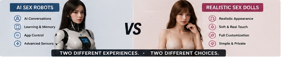 AI sex robots vs realistic sex dolls key differences comparison chart