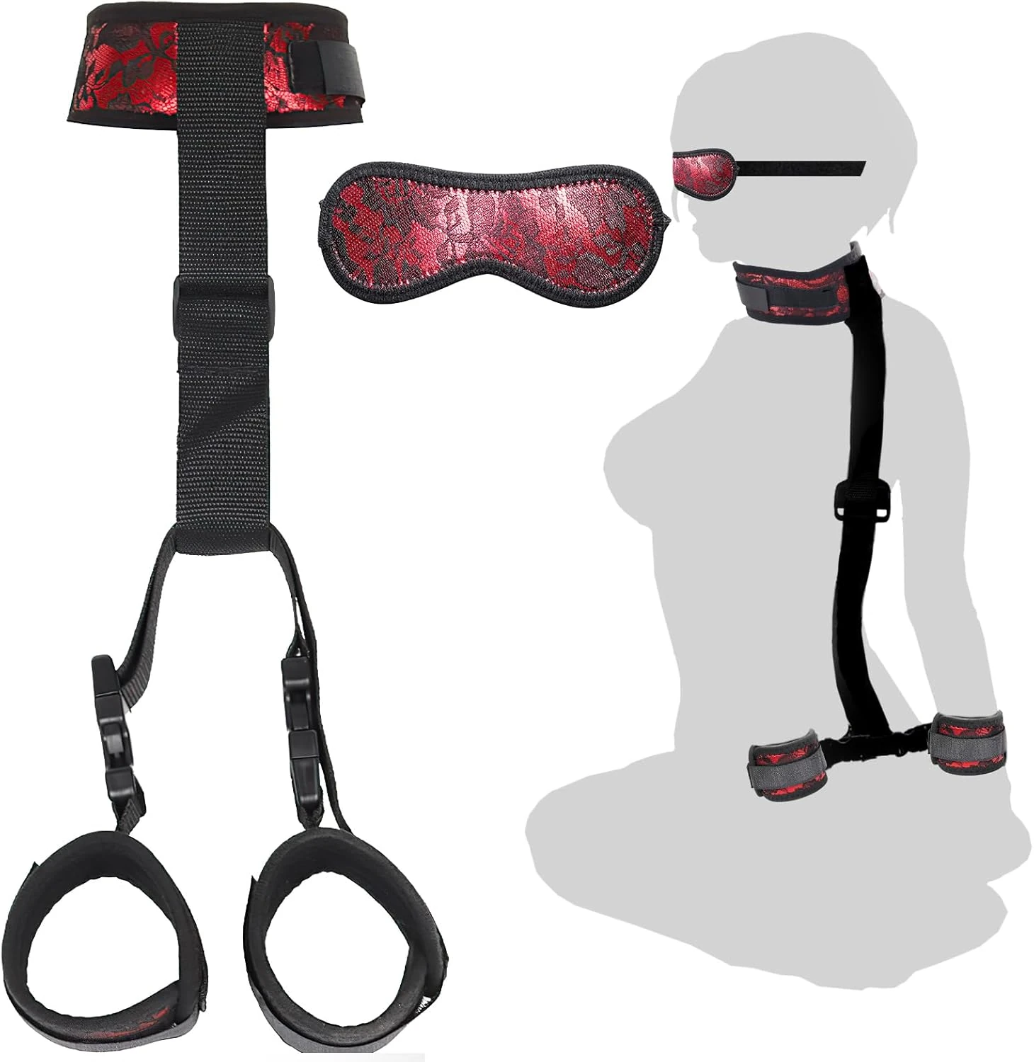 Adjustable Neck-to-Wrist Restraints Set with Collar detail 1 | XXXX DOLL