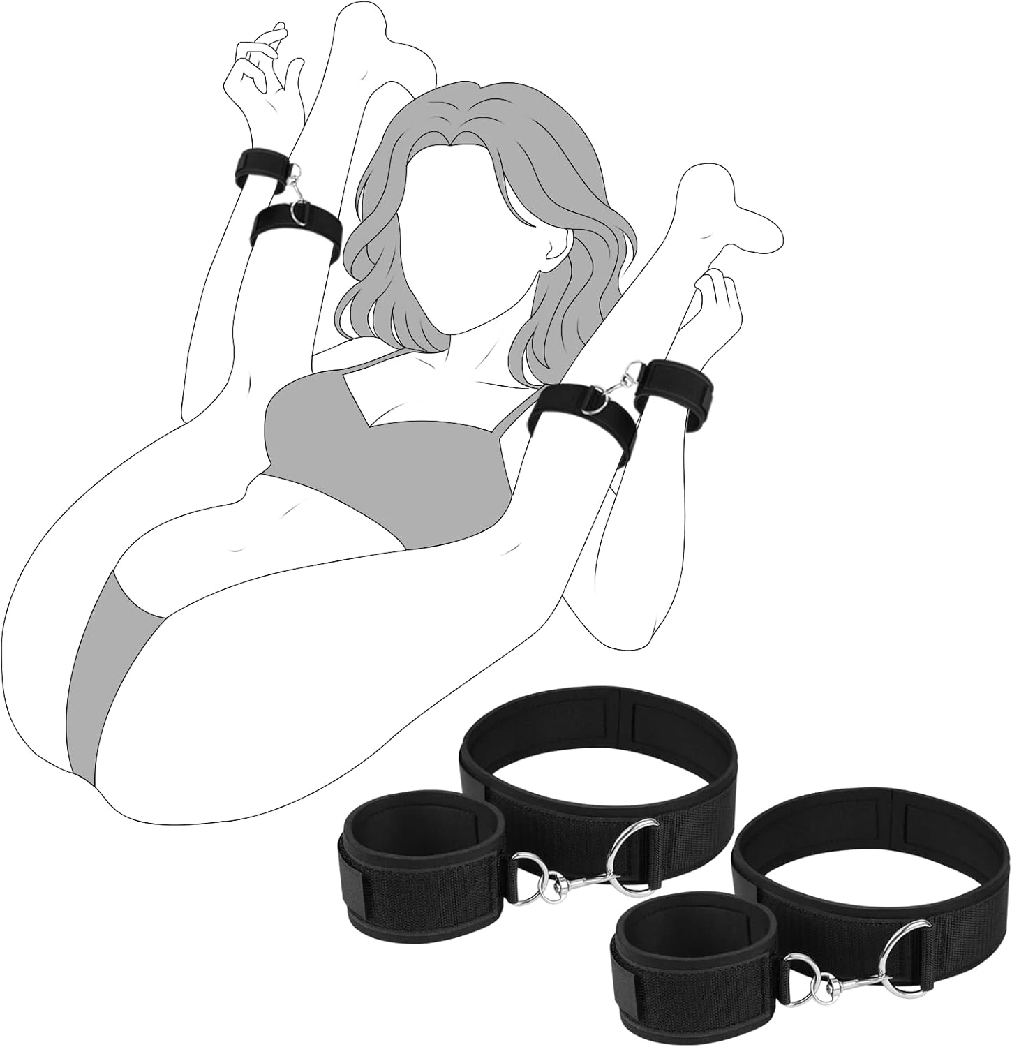 Adjustable Wrist & Thigh Cuffs Bondage Restraints Set detail 8 | XXXX DOLL