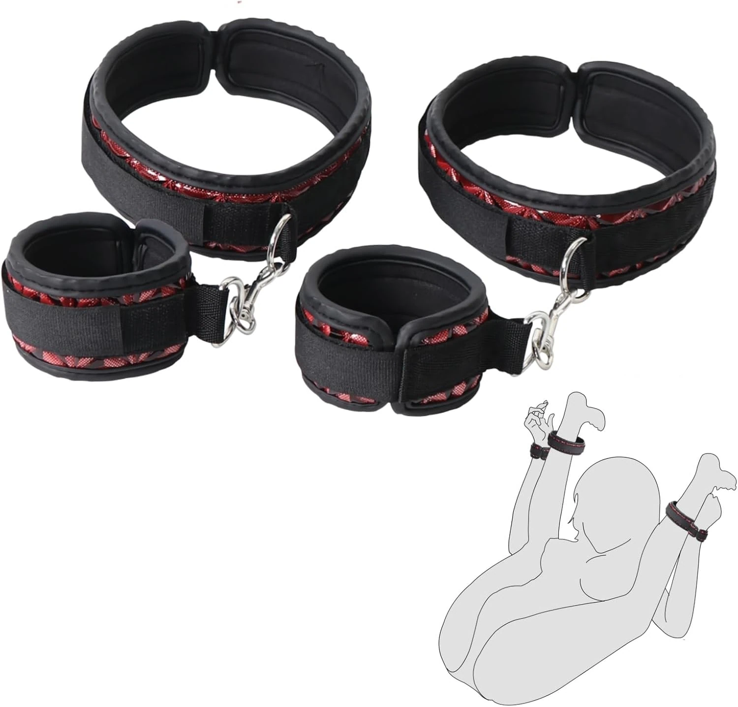 Adjustable Wrist & Thigh Cuffs Bondage Restraints Set detail 9 | XXXX DOLL