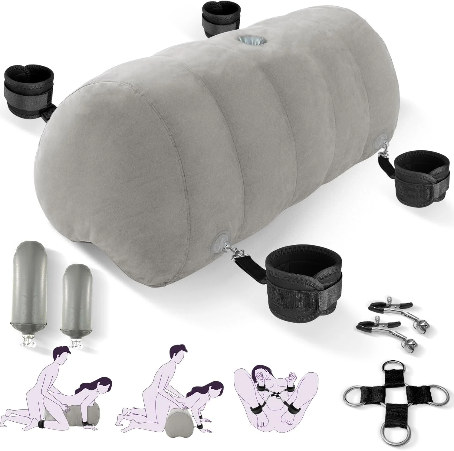 Heart-Shaped Inflatable Position Pillow with Restraint Connectors | XXXX DOLL
