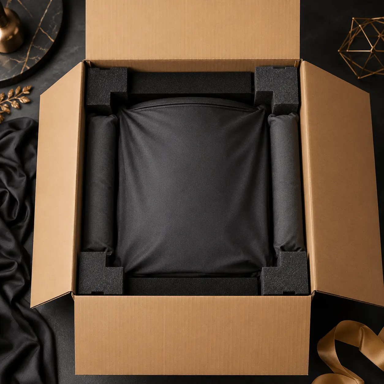 Protective inner packaging with foam and fabric support
